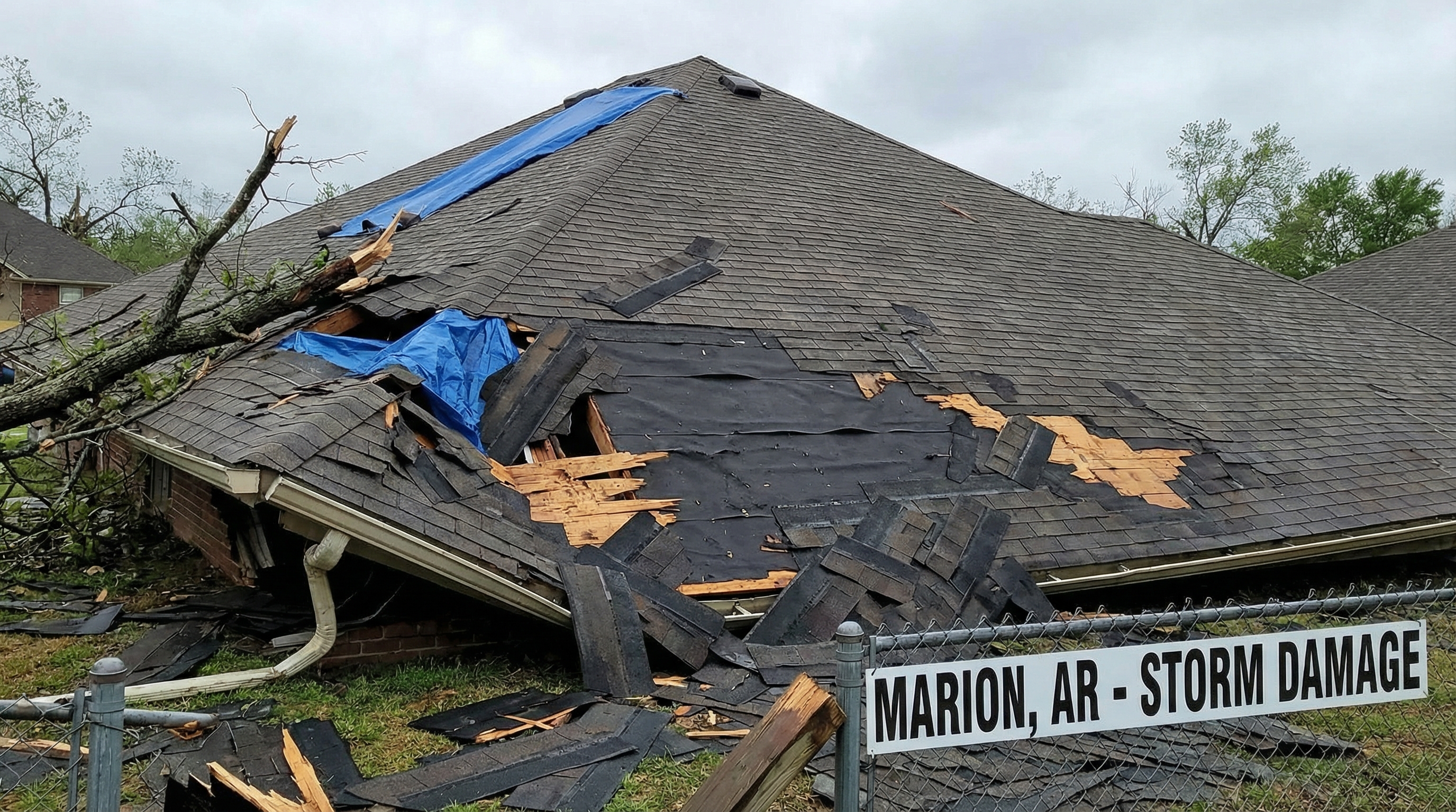 Emergency roof tarping Marion